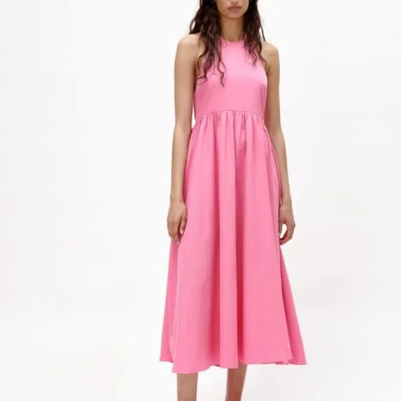 はらたか Zara | Dresses | Zara Poplin Halter Dress Pink Medium | Poshmark